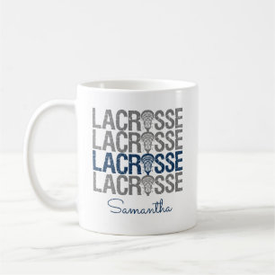 Caneca De Café Palavra de Lacrosse marinho Azul