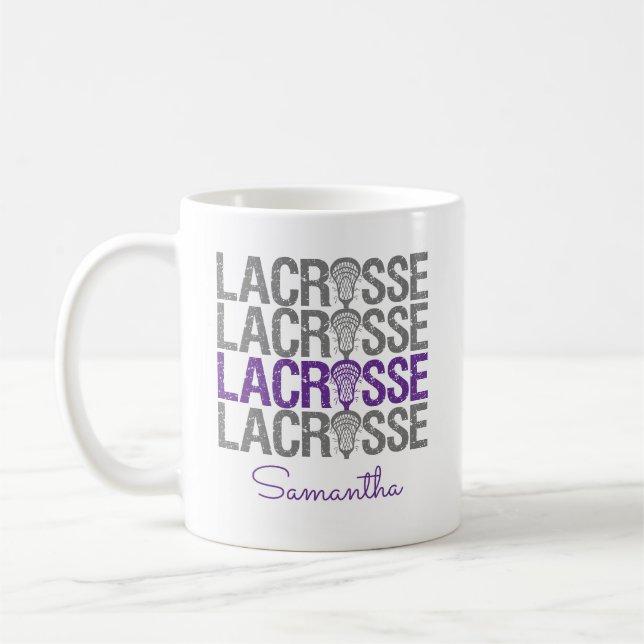Caneca De Café Palavra de Lacrosse Puro (Esquerda)