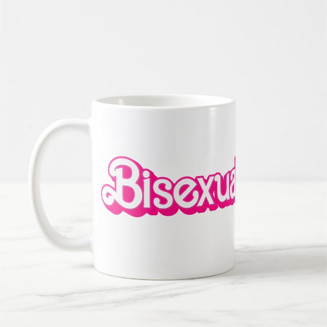 Caneca De Café Palavra Orgulho Bissexual Rosa (Esquerda)