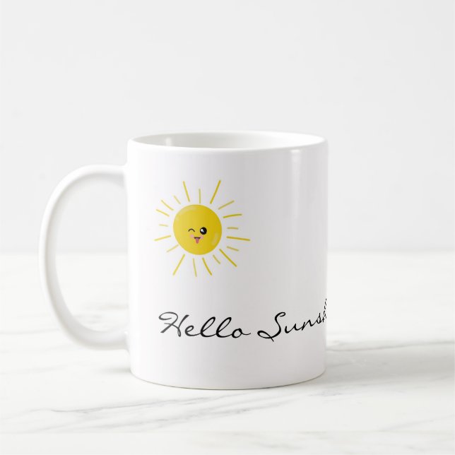 Caneca De Café Palavra Personalizada Sun Simples (Esquerda)