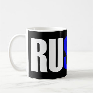 Caneca De Café Palavra RÚSSIA em bandeira de cor tricolor do país