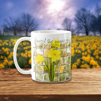 Caneca De Café Palavras Amarelas E Verdes