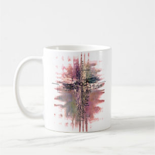 Caneca De Café palavras cristãs grunge cruz