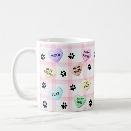 Caneca De Café Palavras De Cachorro Adoram Corações Pata Imprime 