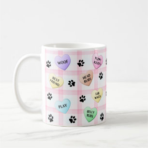 Caneca De Café Palavras De Cachorro Adoram Corações Pata Imprime