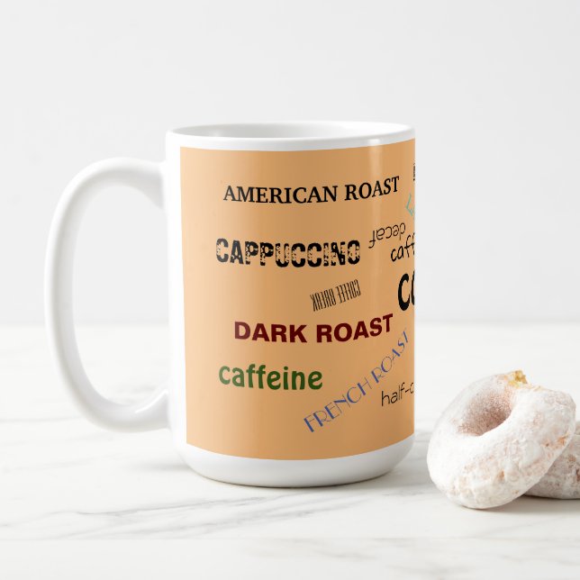 Caneca De Café Palavras de café (Com Donut)