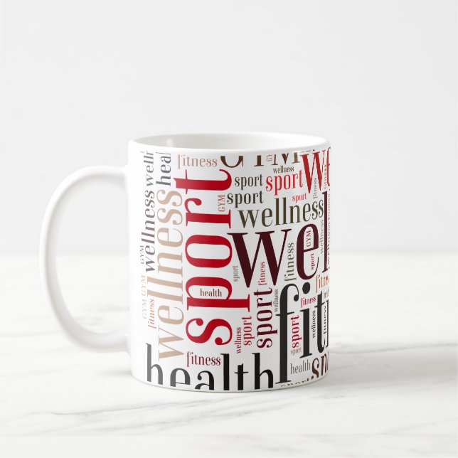 Caneca De Café Palavras de fitness (Esquerda)