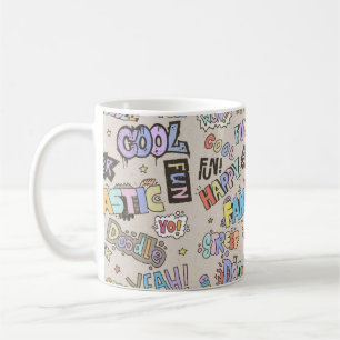 Caneca De Café Palavras de Mortalha Legal Diversão da Mão Desenha