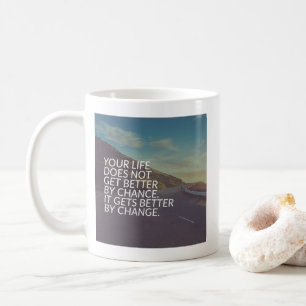 Caneca De Café Palavras Inspirativas - A Vida Melhora Por Mudança