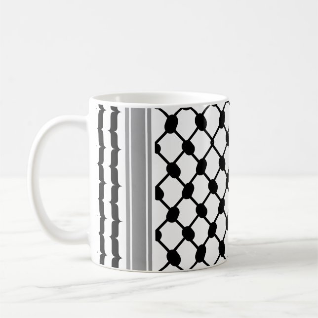 Caneca De Café Palestino Hatta Keffiyeh Kufiya Folk (2 Padrão) (Esquerda)