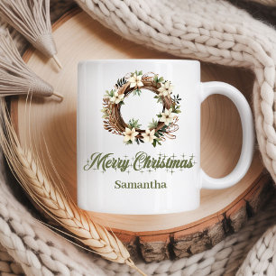 Caneca De Café Paleta clássica neutra nórdica nome personalizado