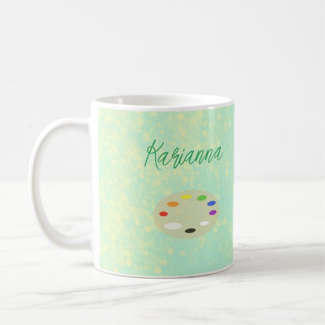 Caneca De Café Paleta de arte casual Amarelo verde personalizado (Esquerda)