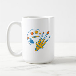 Caneca De Café Paleta de Tinta de Artista e Pincéis