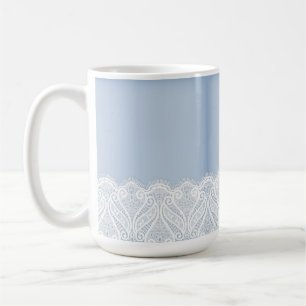 CANECA DE CAFÉ PALHA AZUL COM FRONTEIRA DE LAR BRANCO