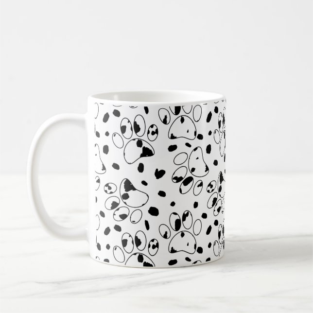Caneca De Café Palha De Cães Dalmáticos Com Manchas (Esquerda)