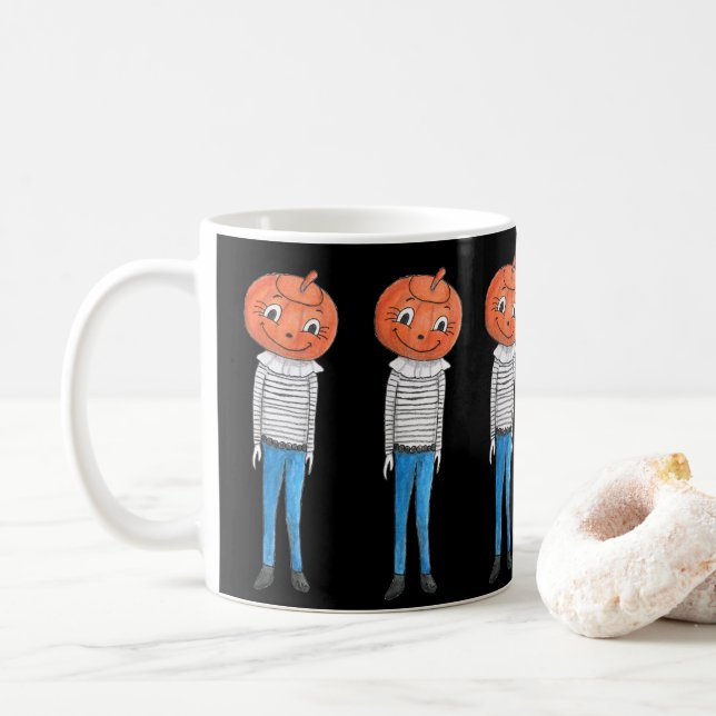 Caneca De Café Palhaço de Cabeça de Abóbora Sinistro Presente Esq (Com Donut)