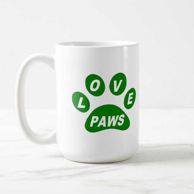 Caneca De Café Palhetas de Mug Love em Paws Green (Esquerda)