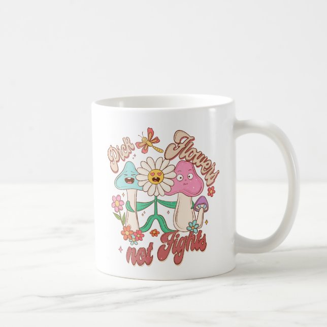 Caneca De Café Palhetas, Não Lutas | Cogumelo e Floral (Direita)