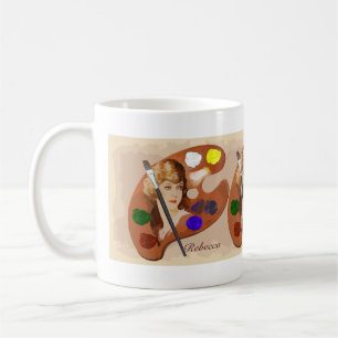 Caneca De Café Pallette do artista do olhar do vintage com cara