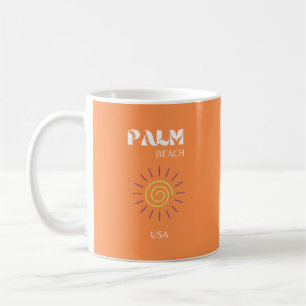 Caneca De Café Palm Beach, Viagem Art, Preppy, Orange