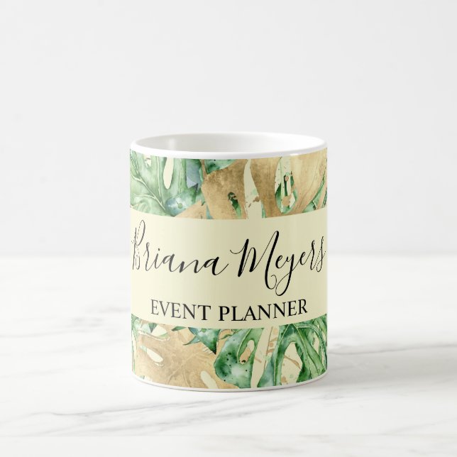 Caneca De Café Palm Deixa Dourado Amarelo tropical (Centro)