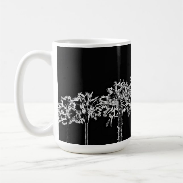 Caneca De Café Palm Tree Art Black and White Cup Mug (Esquerda)