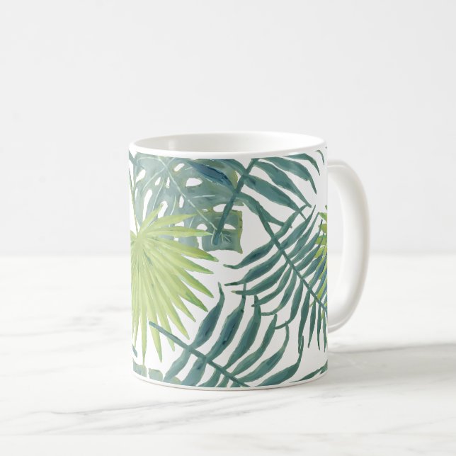 Caneca De Café Palm Tree Fronds Pintando Havaiano (Frente Esquerda)