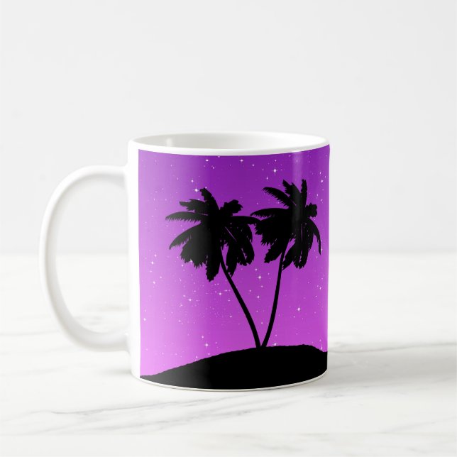 Caneca De Café Palm Tree Silhoule Contra Roxo (Esquerda)
