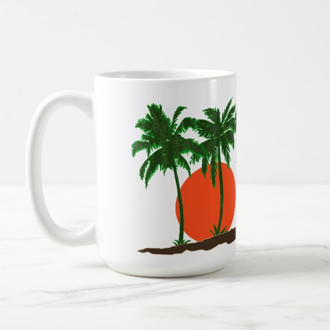 Caneca De Café Palm Trees Sunset Sun Surf Beach (Esquerda)