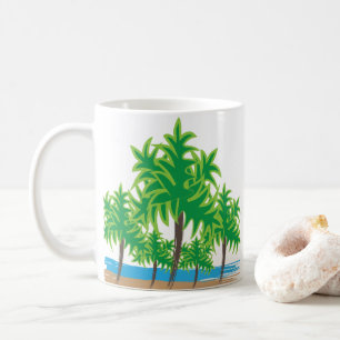 Caneca De Café Palm Trees Watercolor Beach Tropical