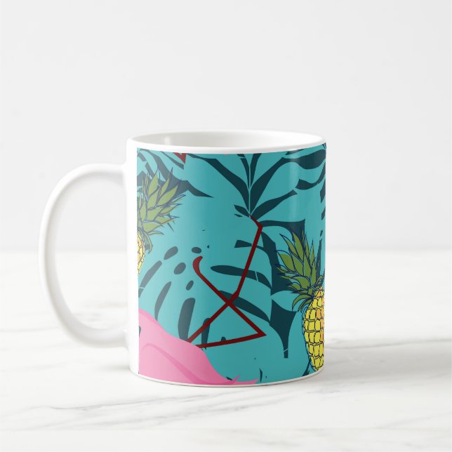 Caneca De Café Palma de Flamingos Rosa: Havaí exótico (Esquerda)