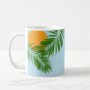 Caneca De Café Palma de Sol Tropical Retroativa Deixa o nome míni
