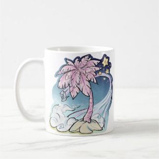 Caneca De Café Palma Rosa e Pássaro Azul