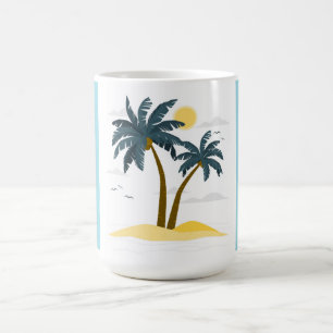 Caneca De Café Palma Tropical de Férias de Praia Cuta