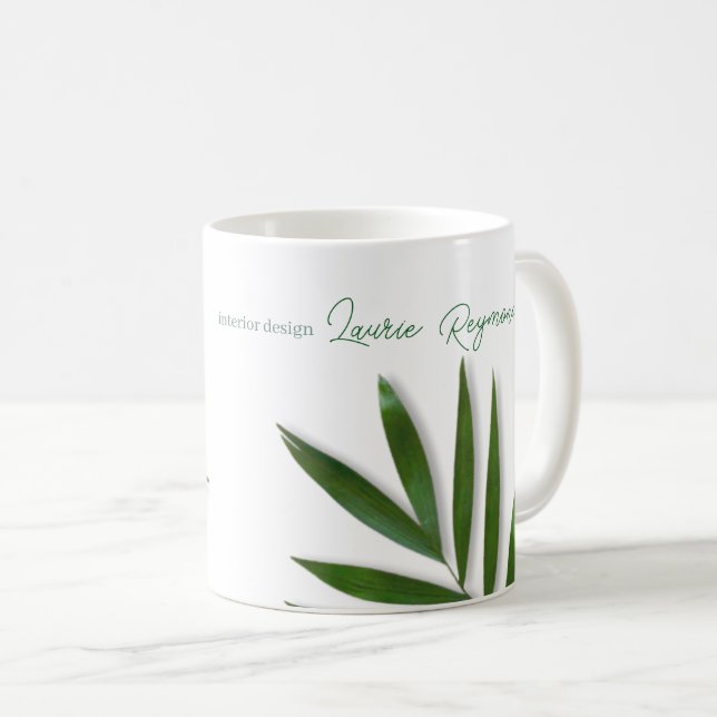 Caneca De Café Palma Verde Tropical Deixa Mug com Nome (Frente Esquerda)