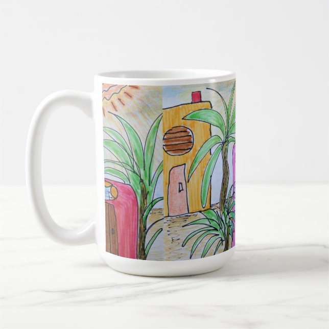 Caneca De Café Palmas e Huts (Esquerda)