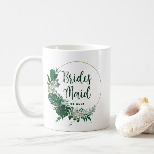 Caneca De Café Palmas Tropicais Douradas Circle Bridesmaid