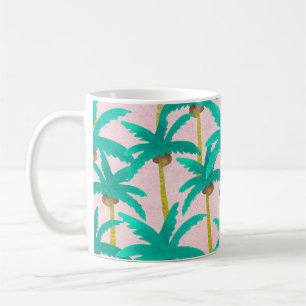 Caneca De Café Palmas Tropicais: Padrão de Verão de Aquarela