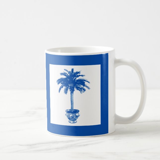 Caneca De Café Palmeira em vaso - azul cobalto e branco (Direita)