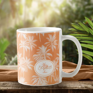 Caneca De Café Palmeira havaiana Silhouette Padrão Tacao ID1093