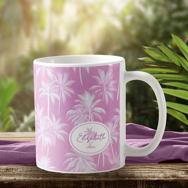 Caneca De Café Palmeira havaiana Silhouette Pattern Plum ID1093 (Criador carregado)