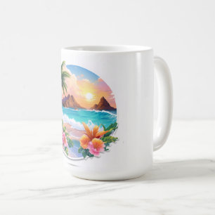 Caneca De Café Palmeira Majestosa e Sunset em Mug