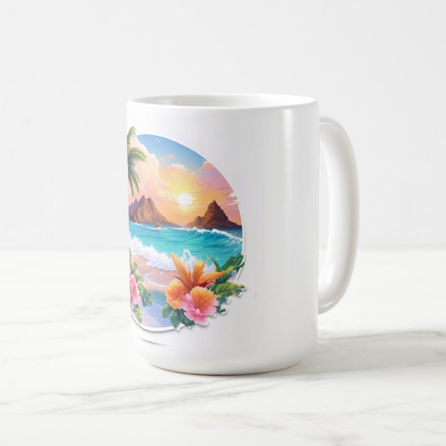 Caneca De Café Palmeira Majestosa e Sunset em Mug (Frente Esquerda)