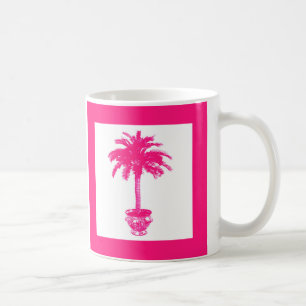 Caneca De Café Palmeira Potted - cor-de-rosa fúcsia e branco