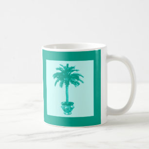 Caneca De Café Palmeira Potted - turquesa e aqua