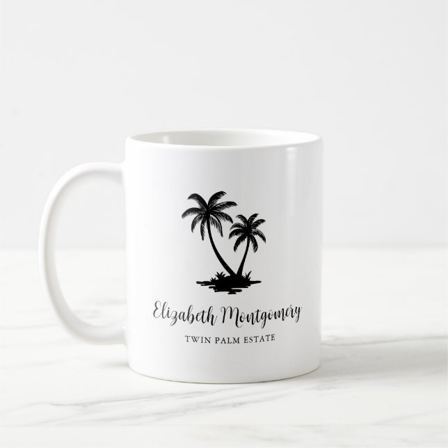 Caneca De Café Palmeira Tropical Personalizada (Esquerda)