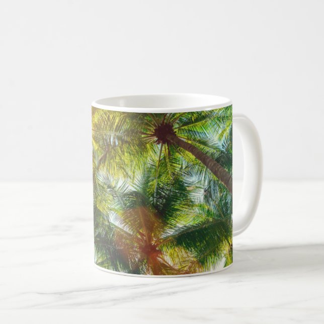 Caneca De Café Palmeiras de coco na praia (Frente Esquerda)