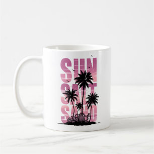 Caneca De Café Palmeiras de Praia ao Pôr do Sol Tropical