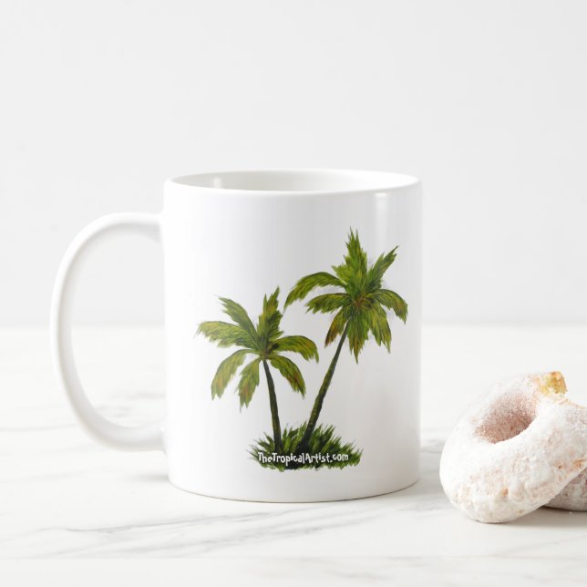 Caneca De Café Palmeiras de praia tropical Mug de café (Com Donut)