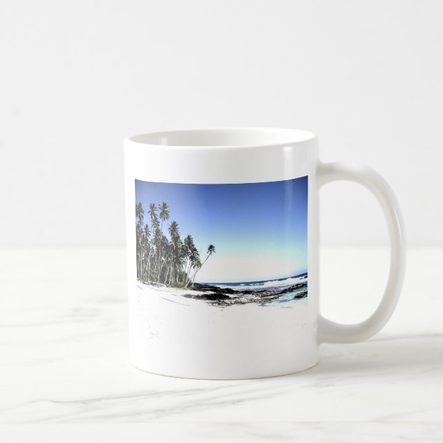 Caneca De Café Palmeiras exóticas e praia paraísa (Direita)
